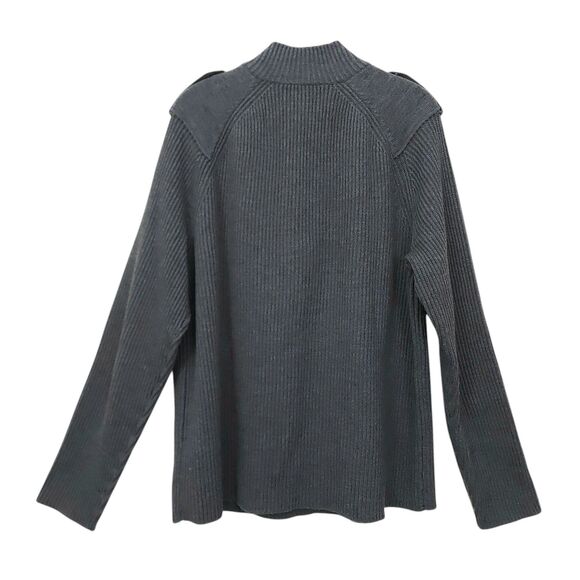Banana Republic Sweater Men XL Gray Wool Ribbed Pullover Heavyweight Epaulettes - Picture 5 of 12
